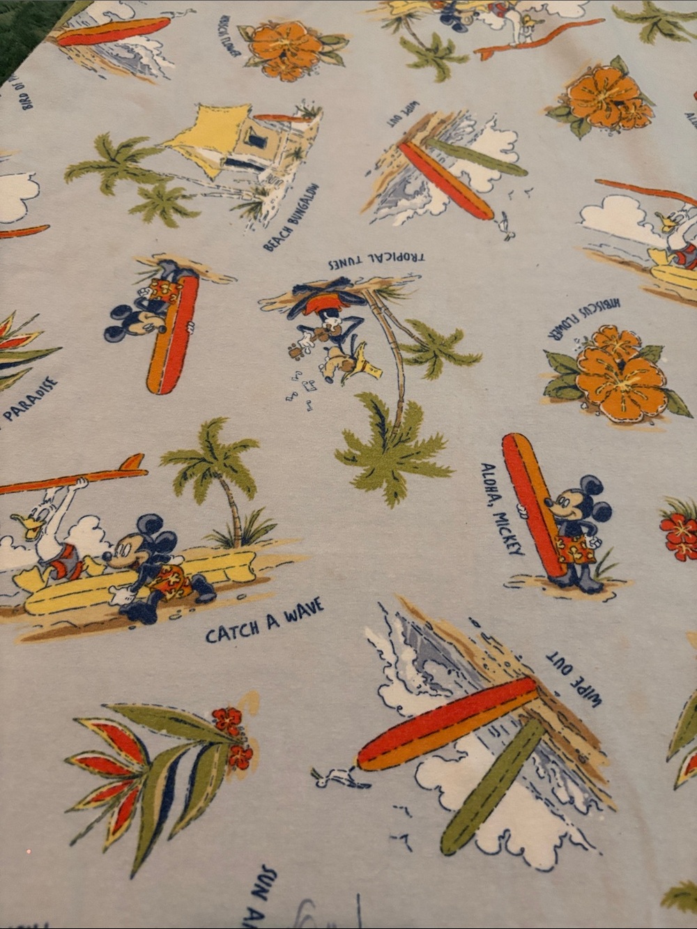 Y2K Vintage Disney Hawaiian Midi Dress Blue Gray Resort Wear Line Retro Large - Picture 2 of 8